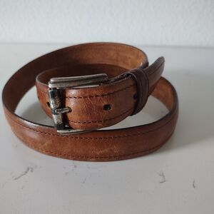 Fossil Mens brown Belt Size Small 1.5" Width Tarnished Buckle Genuine Leather